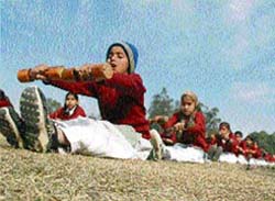 Students rehearse for the Republic Day parade in Government College, Ludhiana, on Monday.