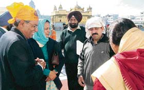 R.C. Trivedi, additional director, Central Pollution Control Board, along with members of the Punjab Pollution Control Board, at the Golden Temple on Monday.