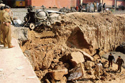 A view of the site where the earth caved in