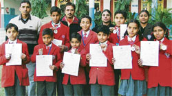 Students of GMT Public School, Ludhiana, who represented Punjab in the third Inter-State Colour Belt Taekwondo Championship