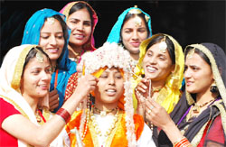 Students of the Malwa College perform during the annual prize distribution function in Bathinda