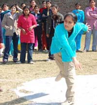 An event in progress at the sports meet of the DAV College, Abohar, on Saturday.