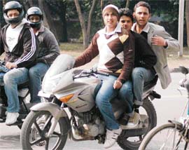 Bikers ride away from the rules in Chandigarh.