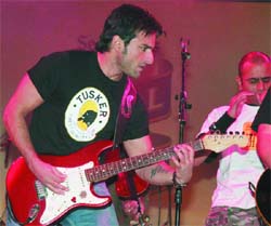 Actor Saif Ali Khan performs during a concert in the Capital on Sunday.