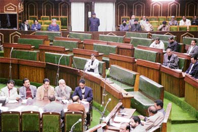 The lower house wore a deserted look after National Conference legislators staged a walkout, demanding action against two ministers allegedly indicted in Kundal report, in Jammu on Monday