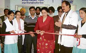 Dr Harjot Kaur Sidhu inaugurates the free obesity check-up and dietary guidance camp at Doraha on Monday.