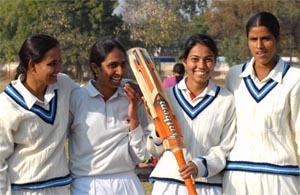 Members of the womens cricket team of the Government Rajindra College.