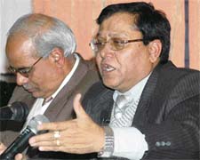 Dr V.K Saraswat, Chief Controller, Research and Development (Missiles and Strategic Systems), DRDO, addresses a press conference in Chandigarh on Tuesday.