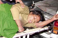 An injured Suneeta at the GMSH-16 before she was referred to the PGI in Chandigarh on Tuesday
