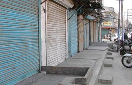 Shops remained closed in Janakpuri after the death of a shopkeeper during an anti-encroachment drive, in Ludhiana on Tuesday.