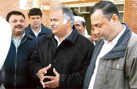Working president of the Haryana Congress Kuldeep Sharma comes out after attending a press conference at the PWD Rest House in Ambala on Wednesday.