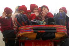 Children on way to school in Bathinda early this week. Students in primary classes have been exempted from attending school till February 9. 