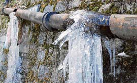 A supply line bursts owing to frozen water near IGMC road in Shimla, aggravating the water crisis in the state capital. 