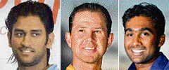 Skippers Mahendra Singh Dhoni, Ricky Ponting and Mahela Jayawardene are match-winners who lead by example