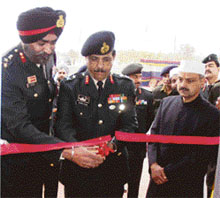 Major-Gen Sanjeev Loomba, GOC, Tiger Division, inaugurating a polyclinic equipped with modern medical infrastructure in Sunjuwan Cantt in Jammu on Saturday.