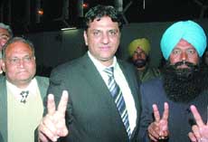 The new president with his supporters in Jalandhar on Sunday.
