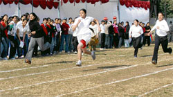 Students of Home Science College, Sector-10, participate in their 43rd annual athletics meet