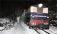 The Shimla-Kalka train after it was hauled back on track following a derailment near 103 tunnel in Shimla