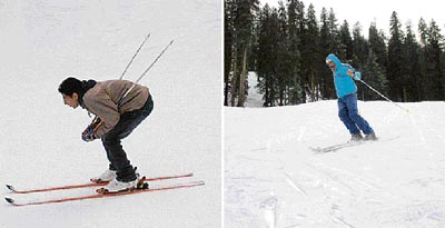 Participants in action on the inaugural day of the National Junior and Sub-Junior Alpine Skiing Championship at Narkanda on Tuesday.