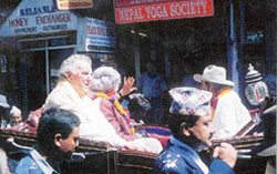 Sir Edmund and Lady June Hillary at the commemoration of the Everest golden jubilee in Kathmandu