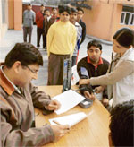 Players trials being conducted by the Sports Authority of India in Ludhiana