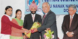 Dr Bhupinder Singh Brar, Panjab University, Chandigarh, resource person, being welcomed by students of postgraduate department of political science, G.N.N.College, Doraha.