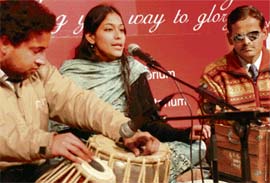 Mitika performs at the Voice of Panjab University contest on the PU campus on Thursday