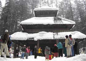 Manalis Hadimba Devi temple goes white after fresh snow