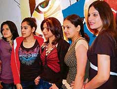Participants for Miss Punjaban contest held at the Lake Club in Chandigarh on Friday. 