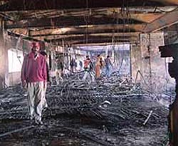 A view of the gutted floor at the PCA Stadium in Mohali on Saturday.