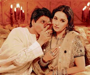 Shah Rukh Khan and Madhuri Dixit in Sanjay Leela Bhansalis Devdas. Bhansali retained only the skeleton of Sarat Chandras story
