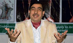 Dr H.K. Bali explains about the rare heart surgery in Chandigarh on Sunday.