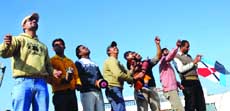 People fly kites with exuberance to mark Basant Panchami celebrations in Bathinda on Monday. 