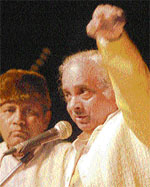 Pandit Ajay Pohankar performs during a musical evening at Punjab Kala Bhawan in Chandigarh