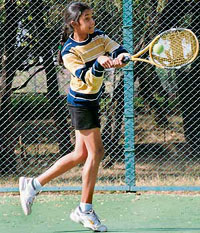 Charvi Saxena during the AITA Talent Series at CLTA, Sector 10, Chandigarh, on Tuesday.