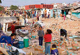 Hapless residents of the Lal Bahadur Shastri Colony during the anti-encroachment drive in Mohali on Thursday.
