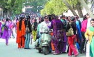 BBK DAV College for Women literally turned into a fortress on the Valentines Day. 