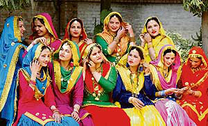 Students of Khalsa College all dressed up for a cultural event in Ludhiana on Friday. 