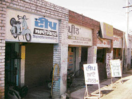 Shops that were auctioned by the panchayat samati, Sadhar, Mandi Ahmedgarh, on Friday.