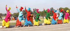 Students of Government Rajindra College performing a bhangra on the concluding day of sports meet on Saturday.