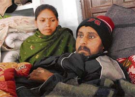Sita Devi and husband Lal Chand at Gurdwara Sarai in the PGI