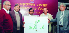 Indian Oil director (Refineries) . B N Bankapur releases a poster as part of Productivity from 12-18 Februarry 2008 across Indian Oil Refineries and offices.