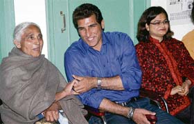 Actor Mukesh Rishi in jolly mood during Grandparents Day celebration at Euro Kid School in Jammu