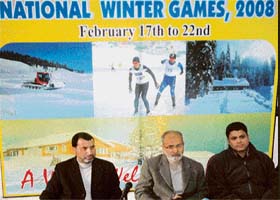 Secretary, tourism, Nayeem Akhtar (centre), director, tourism, Farooq Ahmed Shah (right) and joint director, tourism, addressing a press conference in Srinagar
