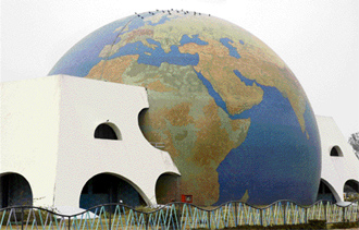 Twentyfive lakh tiles have gone into the construction of the globe.