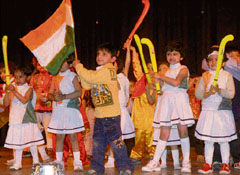 Tiny tots of JPA Toddlers World Preparatory School, Panchkula, perform a cultural item during their annual function on Sunday.