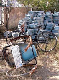 A wheelchair donated by the Bharat Vikas Parishad has found a way into scrap in Punjab State Electricity Board office in Ludhiana