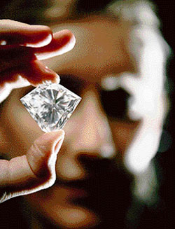 A 101.27 carat colourless diamond is displayed at Christie's auction house in London on Tuesday, ahead of its auction on May 28 in Hong Kong. The colourless diamond is the largest of its type to appear at auction in 20 years and is expected to fetch in excess of $6 million.