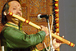 Flautist Pandit Ronu Majumdar performs at Government College, Sector 46, Chandigarh