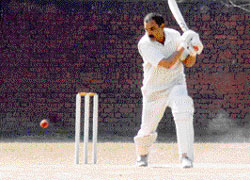 A player from Delhi AG hits a shot during the north zone tournament in Chandigarh